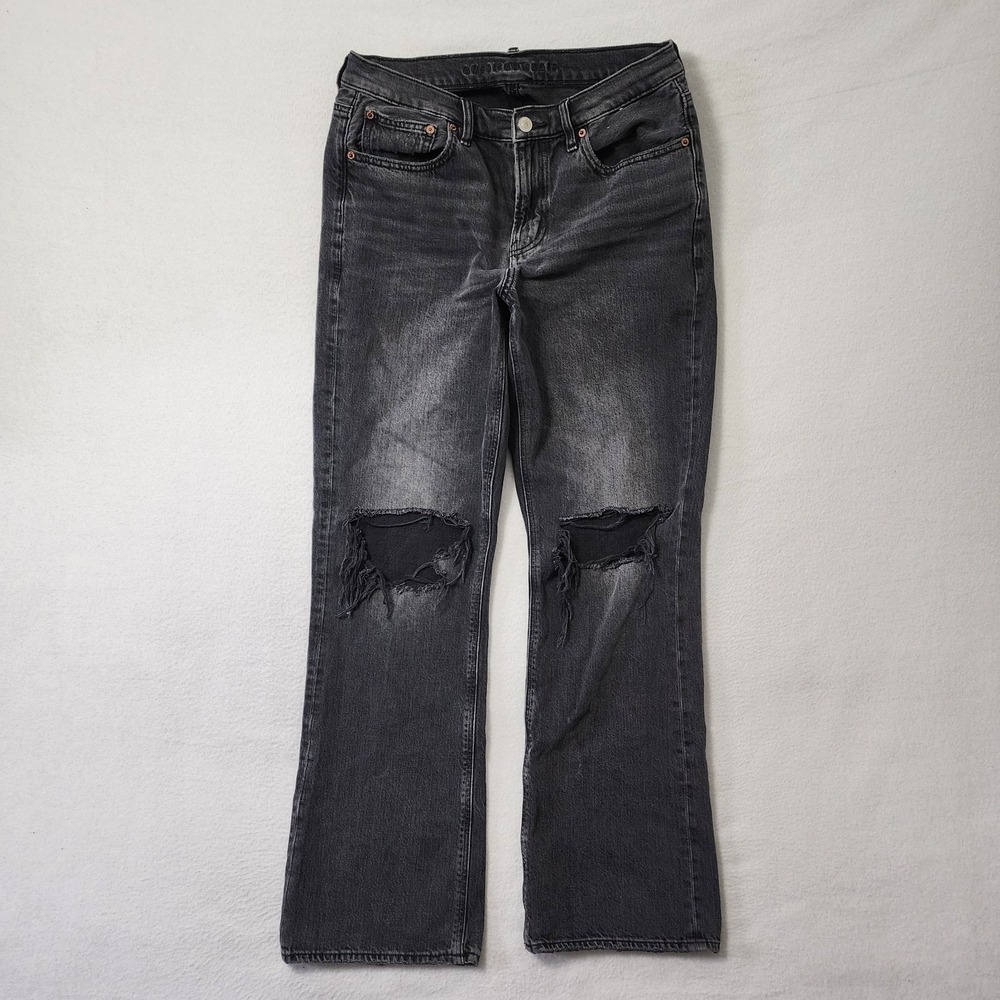 American Eagle 90s Boot Cut Jeans Womens 8 30x30 Black Distressed Grunge Western
